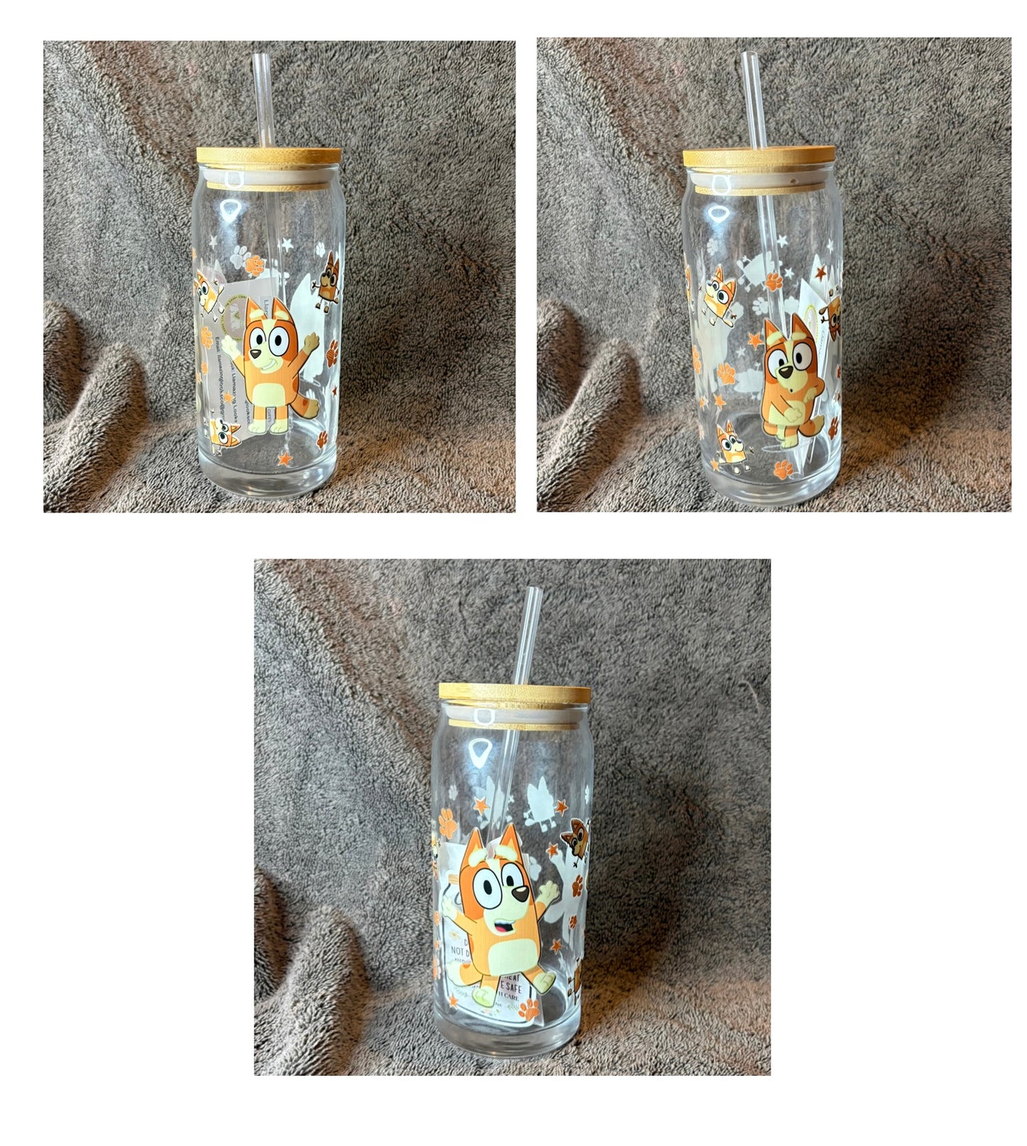 Bluey Glass Cups and Custom Bluey Made To Order Cups