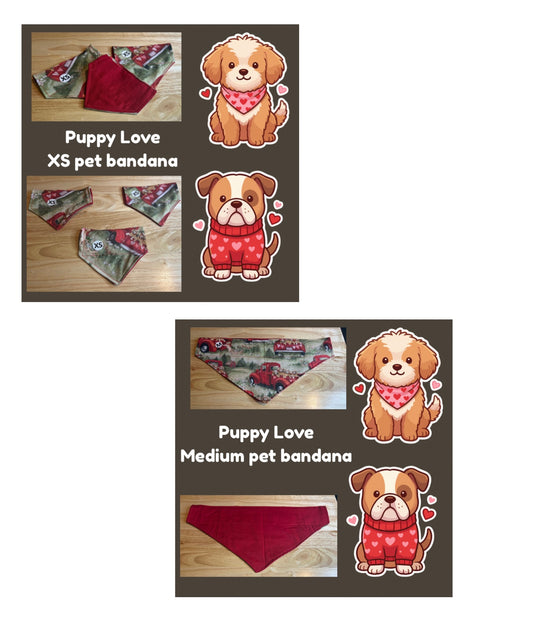 Puppy Love over the collar reversible pet bandanas