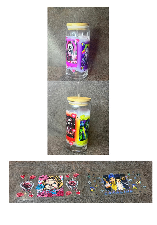 Ghostface/Scream Character Glass Cup and MADE TO ORDER Halloween Theme Character Cup Options