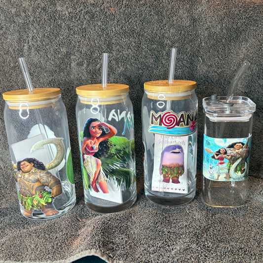 Moana Glass Cups and Custom Moana Made To Order Cups