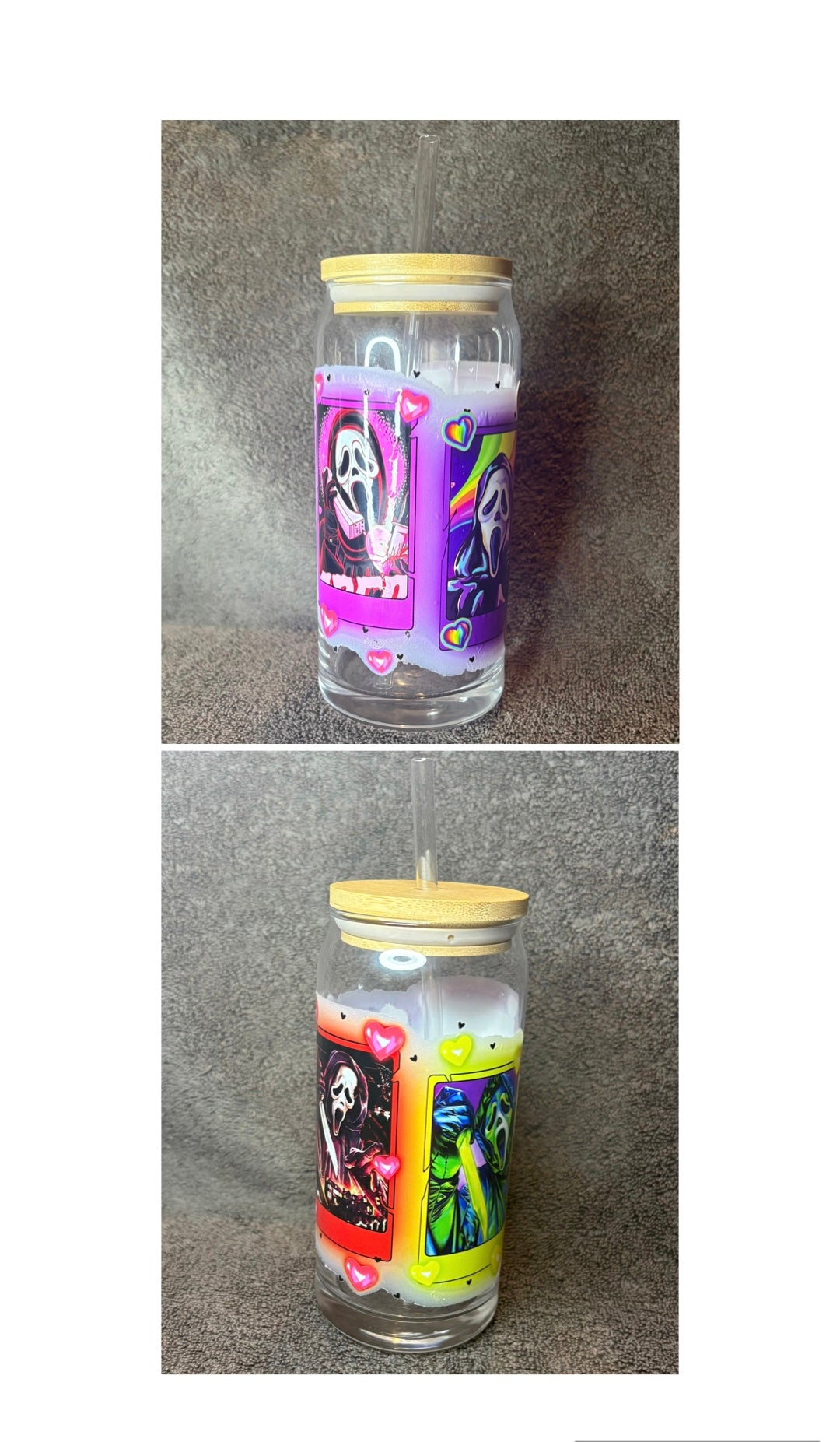 Ghostface/Scream Character Glass Cup and MADE TO ORDER Halloween Theme Character Cup Options