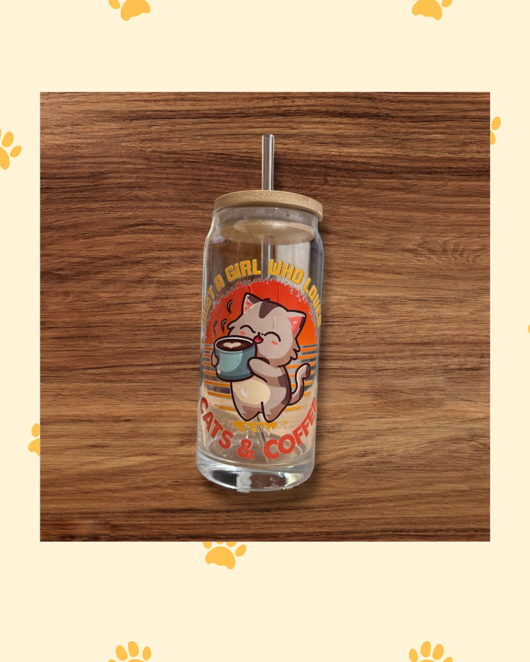 “Just a girl who loves cats & coffee” glass cup