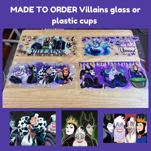 MADE TO ORDER Villains glass or plastic cups