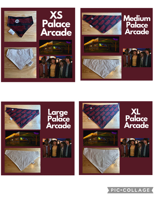 Stranger Things Palace Arcade over the collar reversible pet bandanas