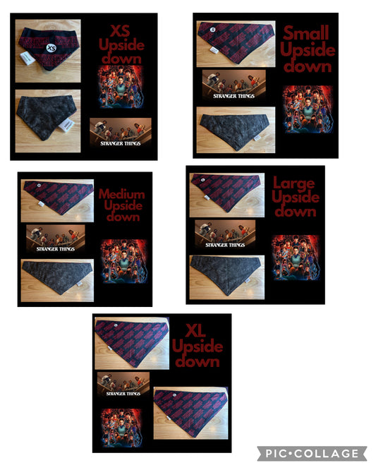 Stranger Things Upside Down over the collar reversible pet bandanas