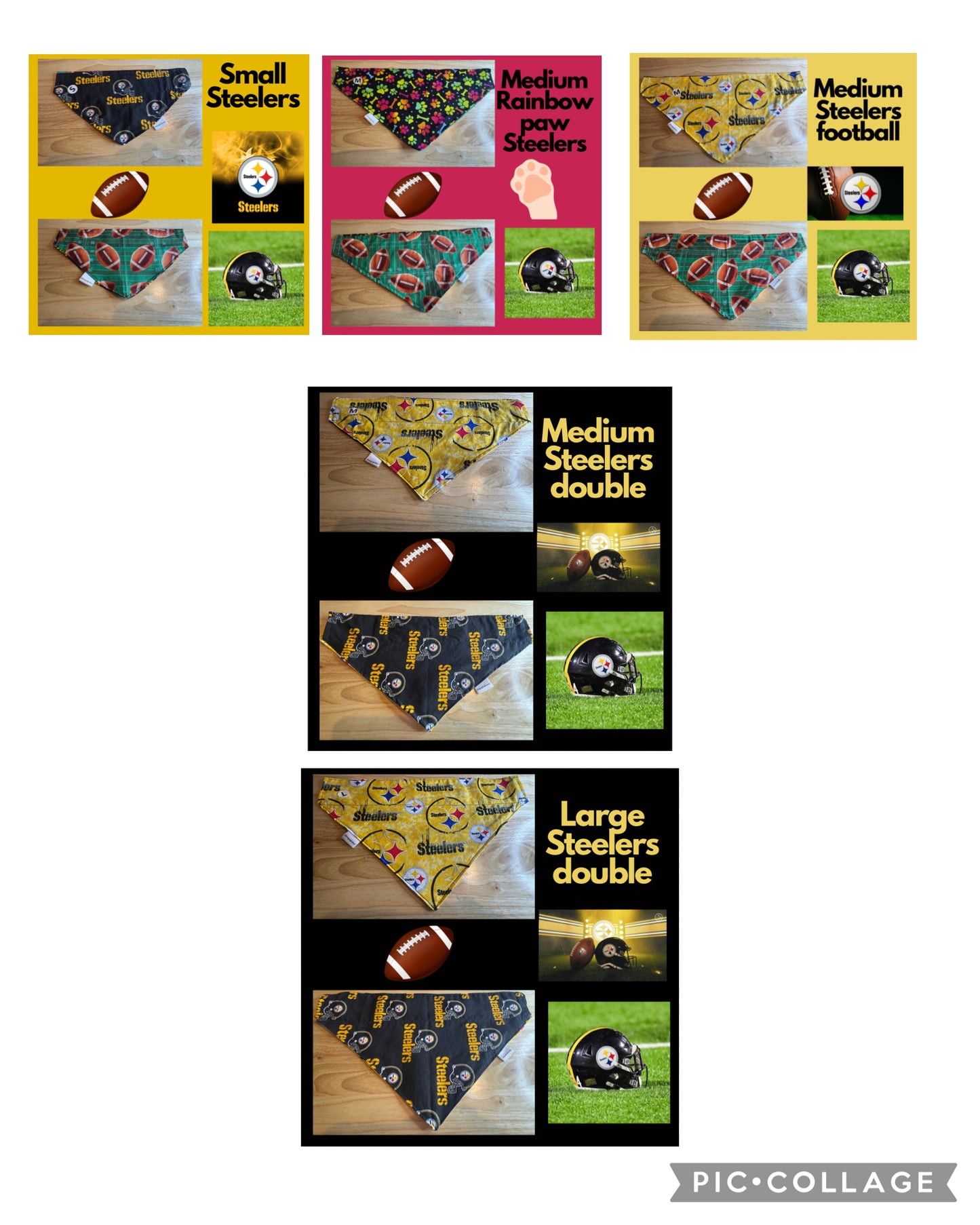 Football/Steelers over the collar reversible pet bandanas