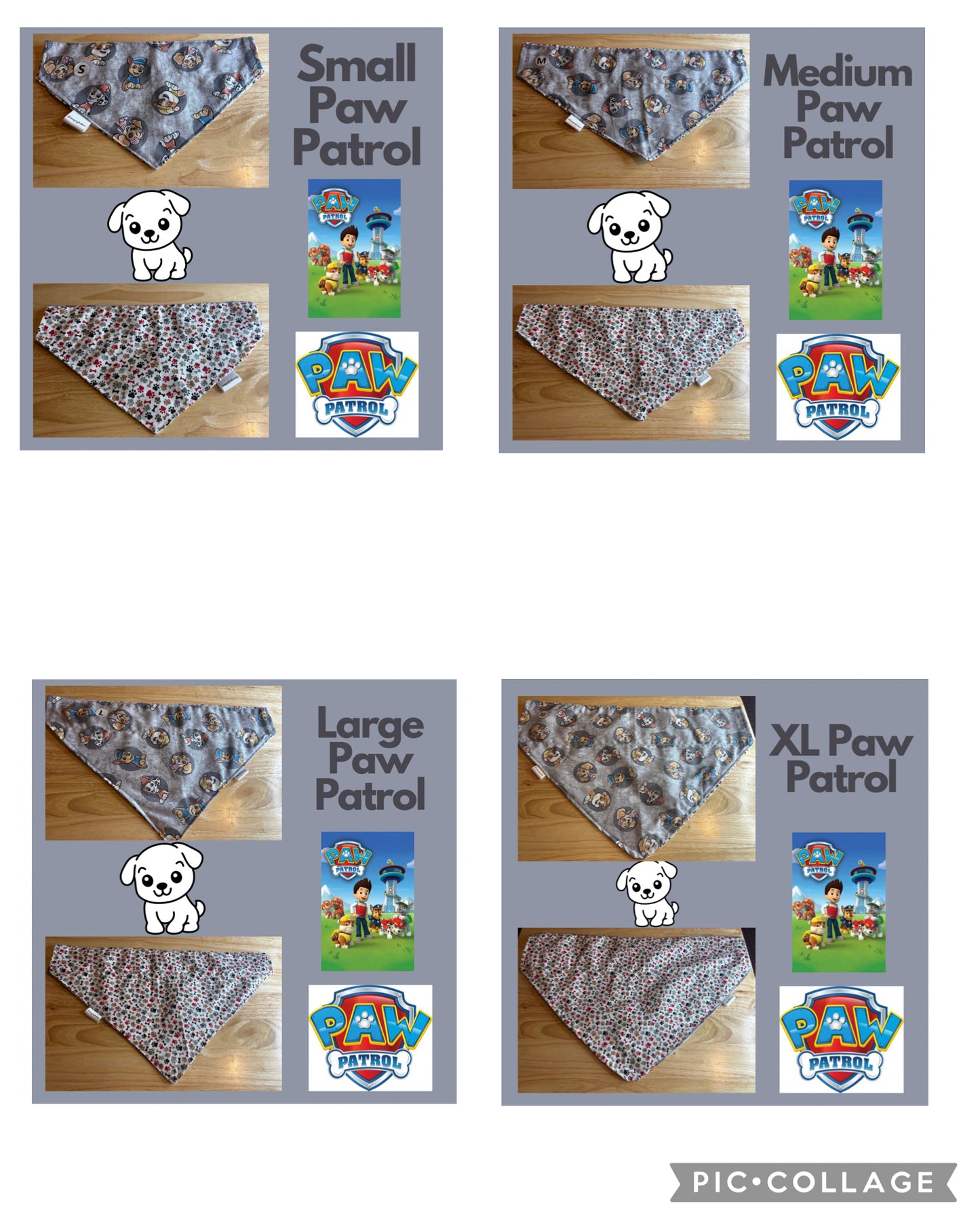 Paw Patrol over the collar reversible pet bandanas