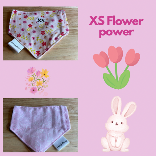 Flower Power over the collar reversible pet bandanas