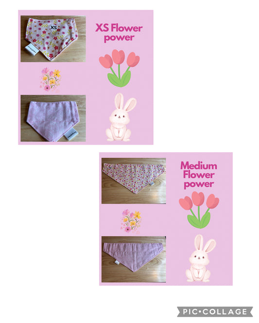 Flower Power over the collar reversible pet bandanas