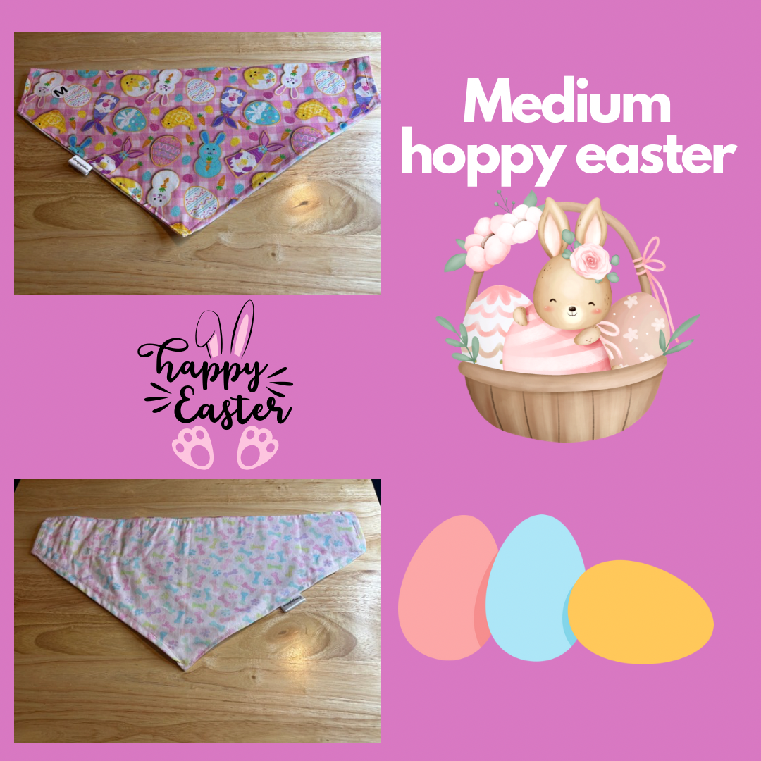 Hoppy Easter over the collar reversible pet bandanas