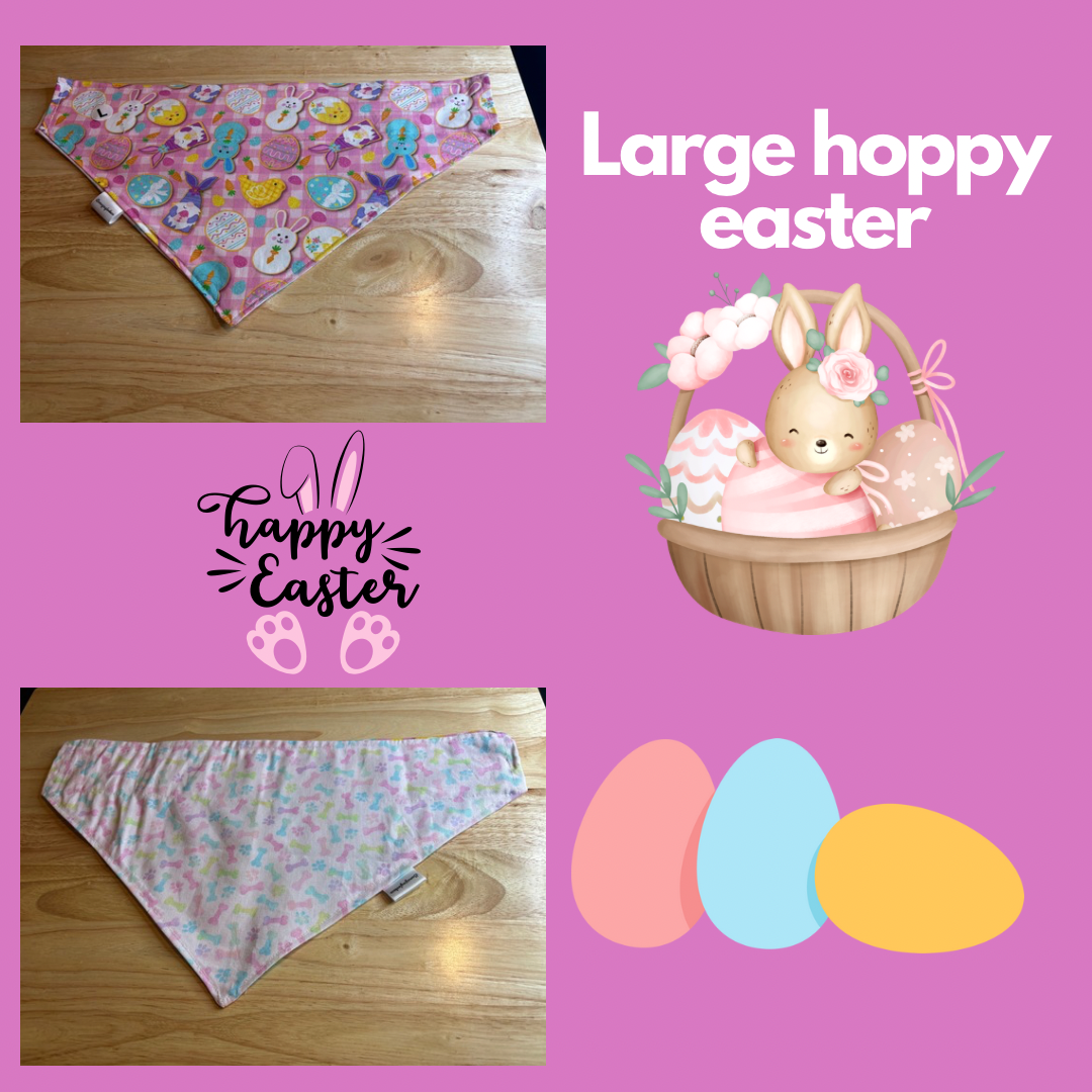 Hoppy Easter over the collar reversible pet bandanas
