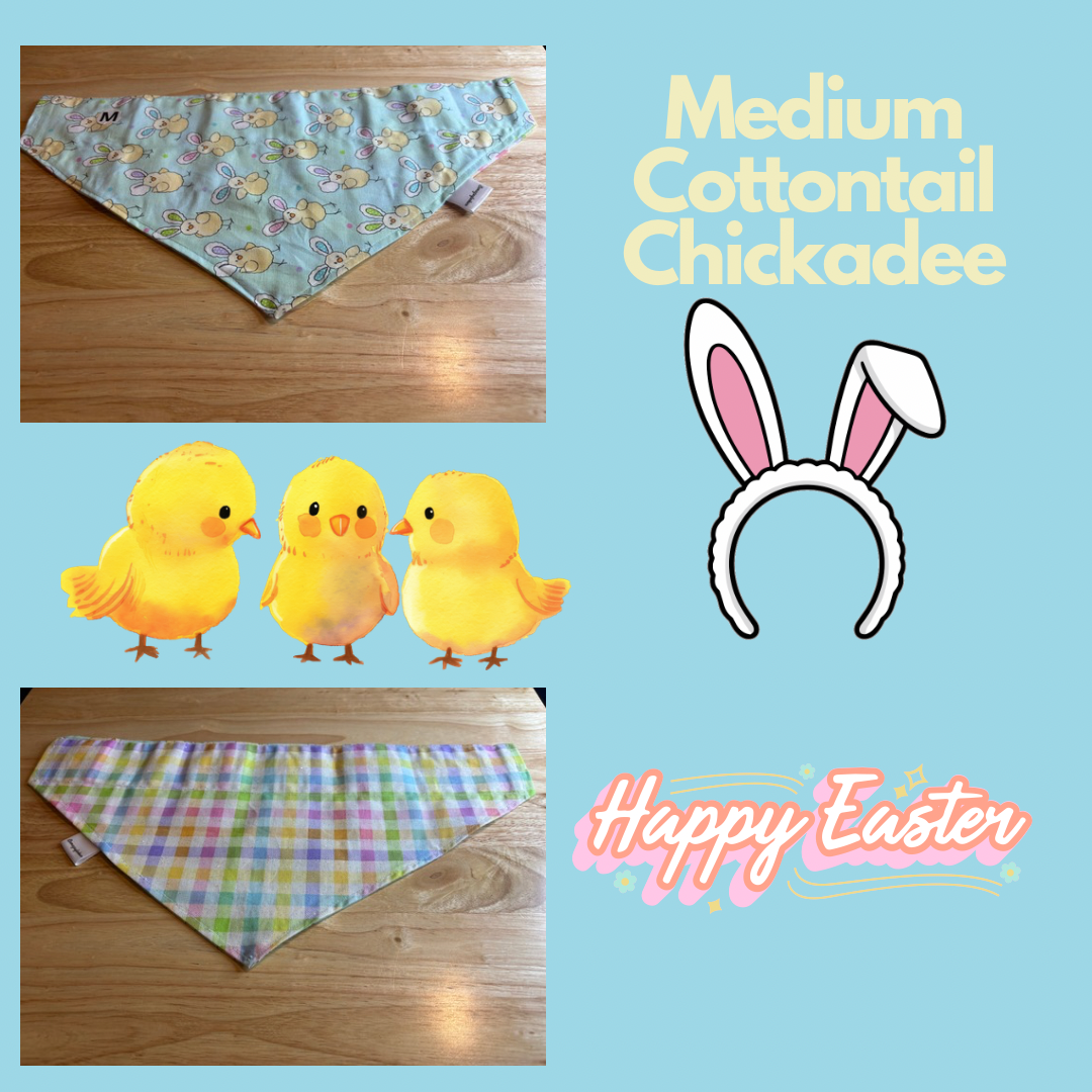 Cottontail Chickadee over the collar reversible pet bandanas