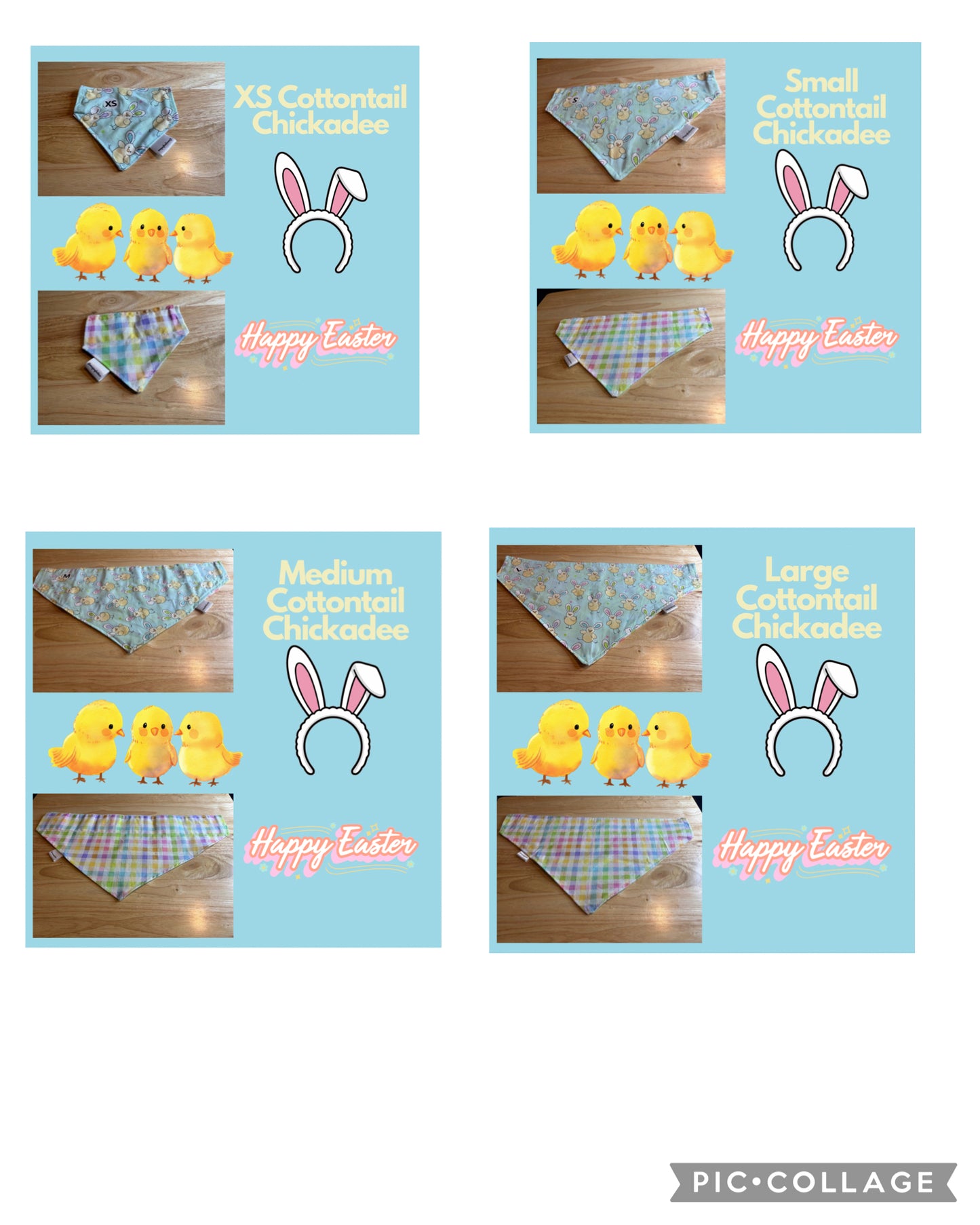 Cottontail Chickadee over the collar reversible pet bandanas