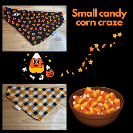 Candy Corn Craze over the collar reversible pet bandanas
