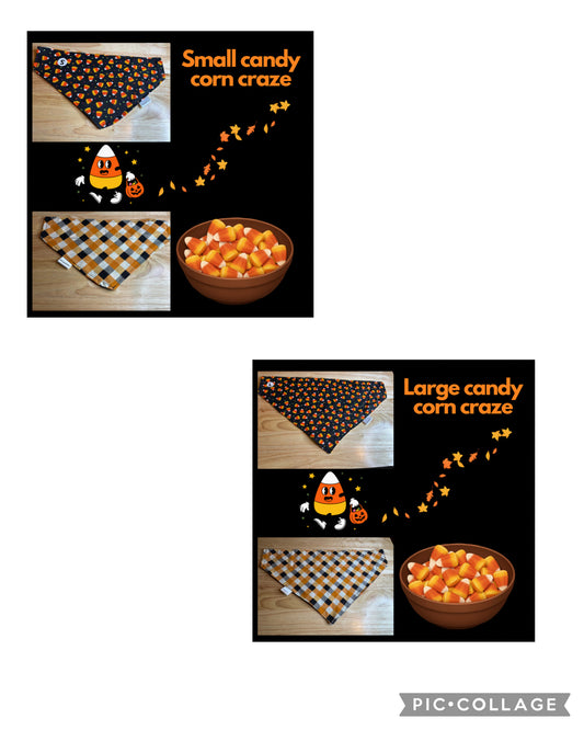 Candy Corn Craze over the collar reversible pet bandanas
