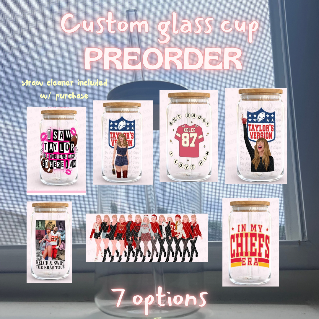 *Custom PREORDER*  Swiftie Kansas City glass cup designs (straw cleaner included with purchase)