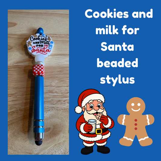 Cookies and milk for Santa beaded stylus
