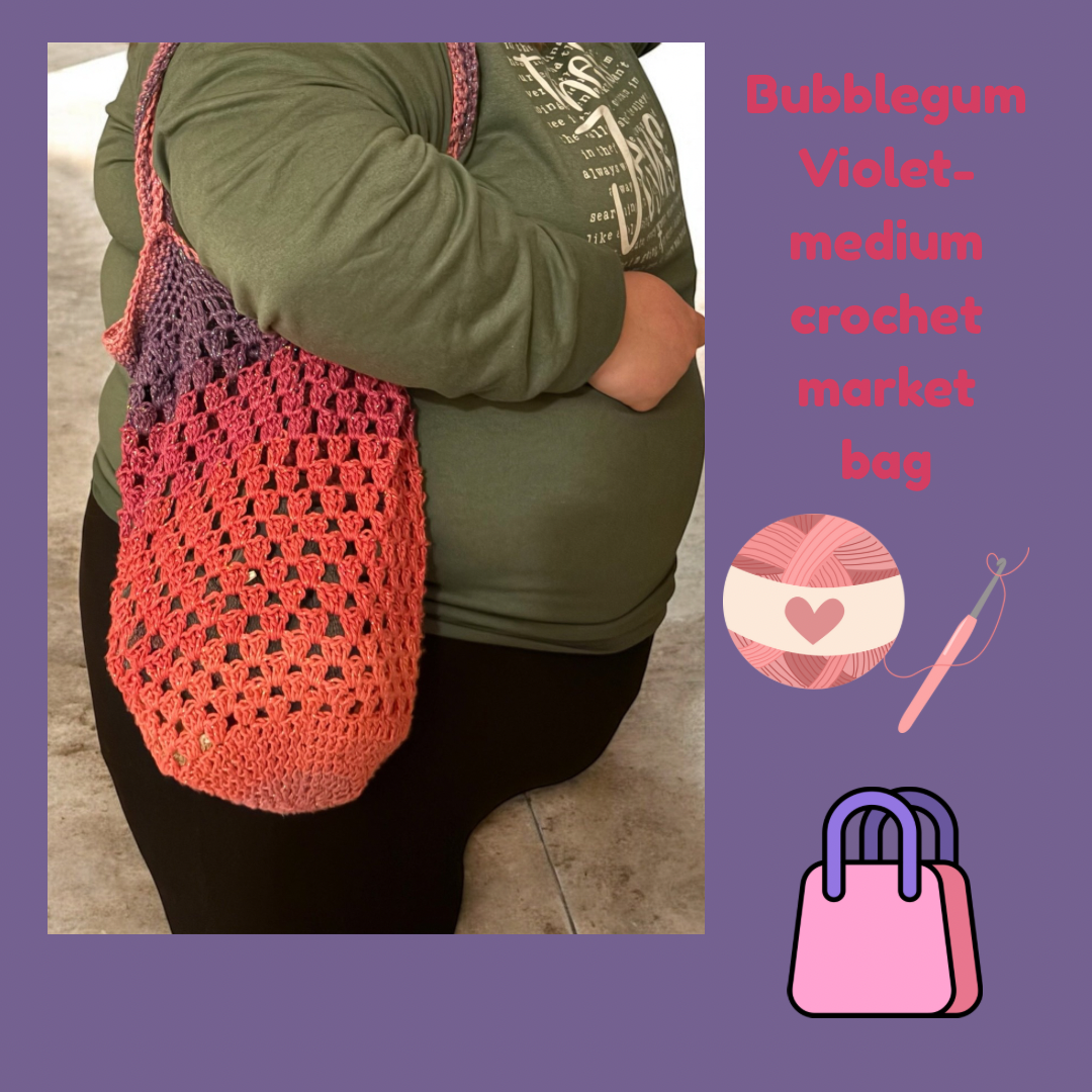 Bubblegum Violet- medium crochet market bag