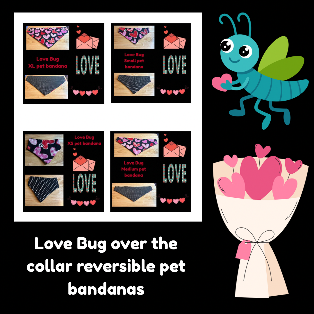 Love Bug over the collar reversible pet bandanas