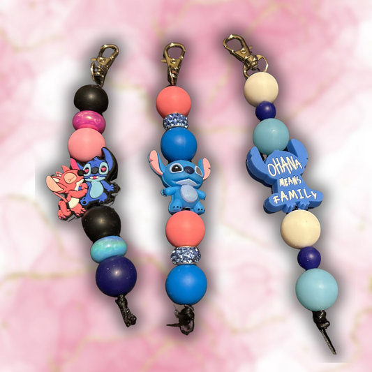 Stitch Swivel Hook Beaded Keychains