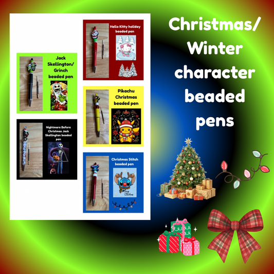 Christmas/Winter character beaded pens