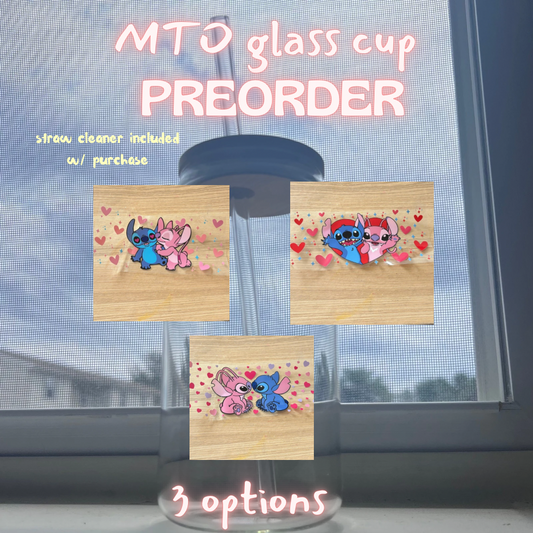 *MADE TO ORDER*  Stitch and Angel glass cup designs (straw cleaner included with purchase)