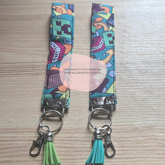 Minecraft wrist keyfob/ keychain/wristlet