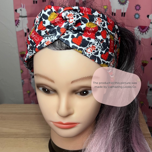 Teen/Adult Chick Fil A Pattern #2 Twist Knot Headband (one size fits most)