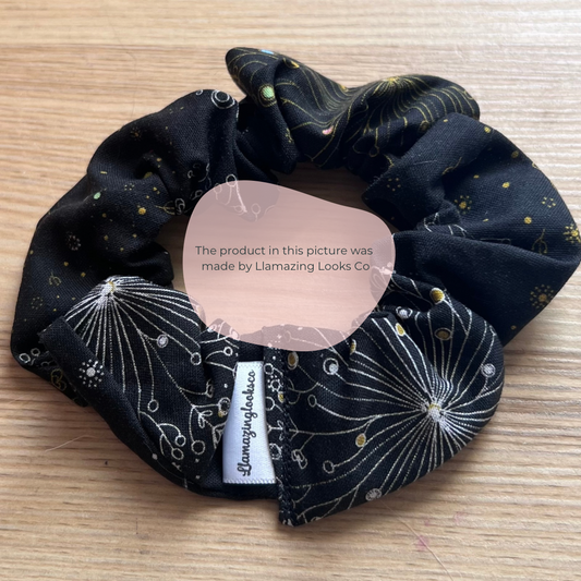 Midnight Bloom Hair Scrunchie