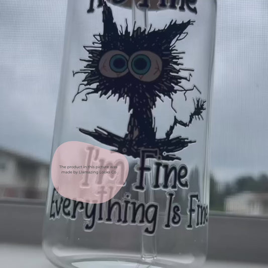 Everything is fine glass cup  (straw cleaner included with purchase)